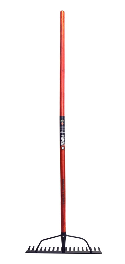 SPEAR & JACKSON - LANDSCAPERS RAKE 18T - W STAY - LONG TIMBER HANDLE
